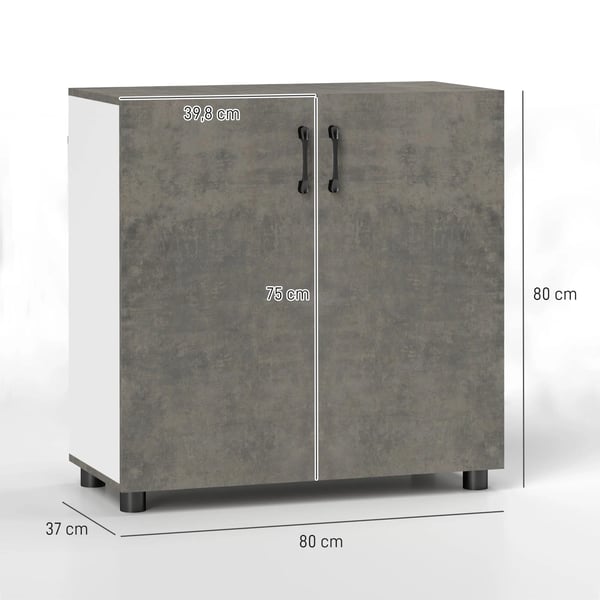 Skänk för Vardagsrum - Sideboard - 80x37x80 cm - Mjukstängande Dörrar - Hylla - Modern Minimalistisk - Ljusgrå
