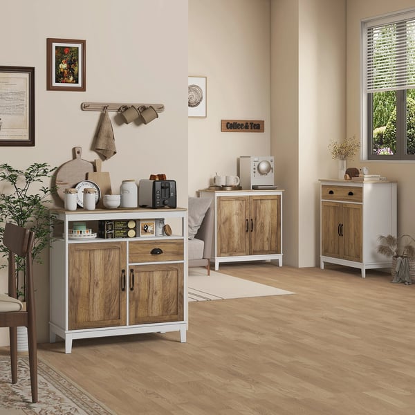 Sideboard skänk - Förvaringsskåp - 1 låda - 2 dörrar - Justerbar hylla - Trä - 78,5x39x89,4 cm - Modern lantlig stil - Kaffebrun