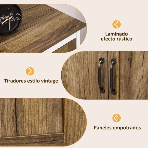 Sideboard skänk - Förvaringsskåp - 1 låda - 2 dörrar - Justerbar hylla - Trä - 78,5x39x89,4 cm - Modern lantlig stil - Kaffebrun