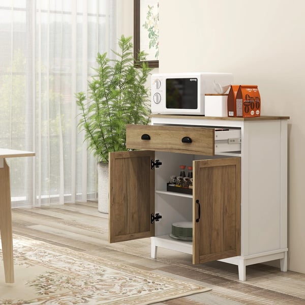 Sideboard skänk - Förvaringsskåp - 1 låda - 2 dörrar - Justerbar hylla - Trä - 78,5x39x89,4 cm - Modern lantlig stil - Kaffebrun