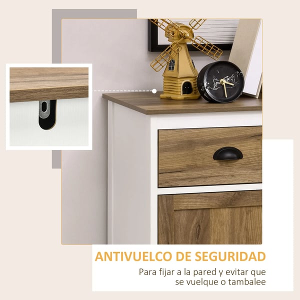 Sideboard skänk - Förvaringsskåp - 1 låda - 2 dörrar - Justerbar hylla - Trä - 78,5x39x89,4 cm - Modern lantlig stil - Kaffebrun