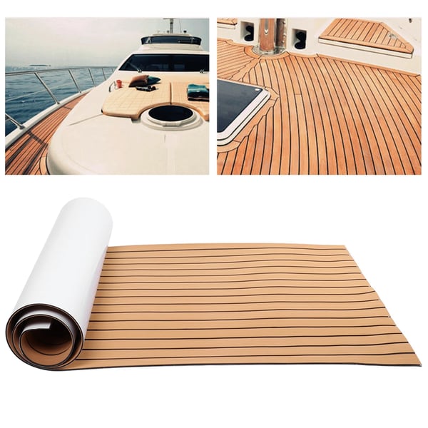Marin båddæksgulv - Selvklæbende EVA dækmåtte - 90x240 cm - Til båd/yacht - Mørk khaki