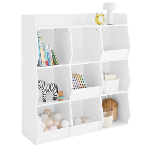 Barnbokhylla - Montessori bokhylla - 9 öppna fack - Leksaksförvaring - 95×105×34 cm - Elfenben