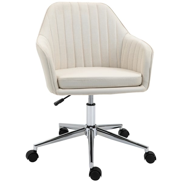 Kontorsstol - Skrivbordsstol - Ergonomisk - Höjdjusterbar - Snurrbar - Med armstöd - Med hjul - 61x59x86–96 cm - Beige