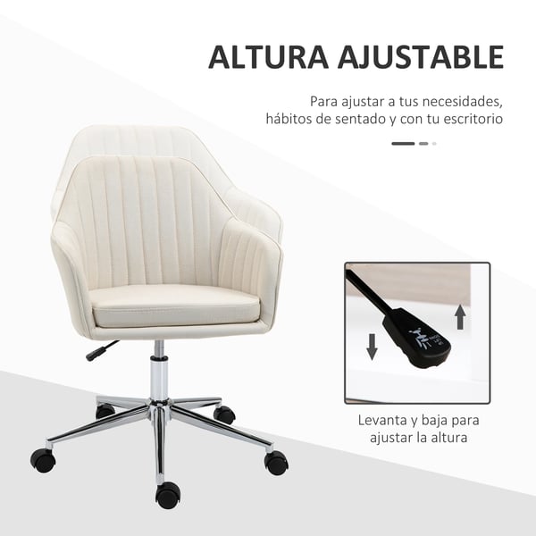 Kontorsstol - Skrivbordsstol - Ergonomisk - Höjdjusterbar - Snurrbar - Med armstöd - Med hjul - 61x59x86–96 cm - Beige