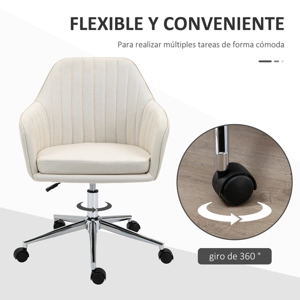 Kontorsstol - Skrivbordsstol - Ergonomisk - Höjdjusterbar - Snurrbar - Med armstöd - Med hjul - 61x59x86–96 cm - Beige