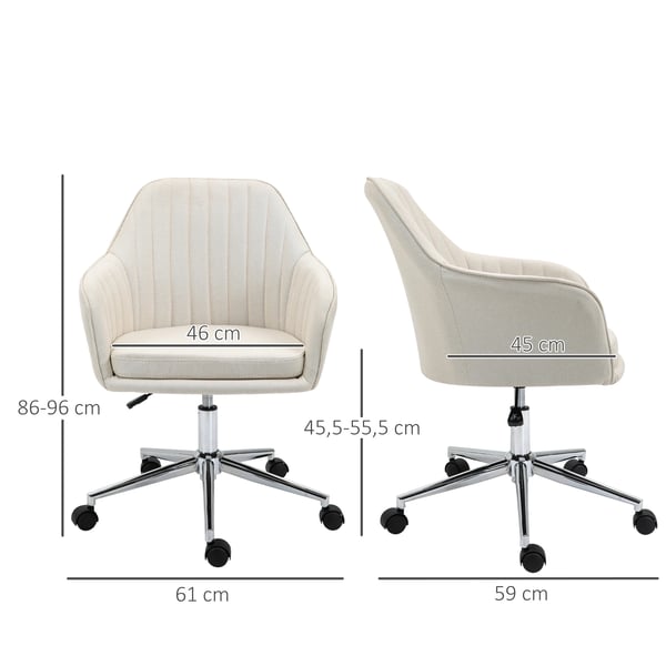 Kontorsstol - Skrivbordsstol - Ergonomisk - Höjdjusterbar - Snurrbar - Med armstöd - Med hjul - 61x59x86–96 cm - Beige