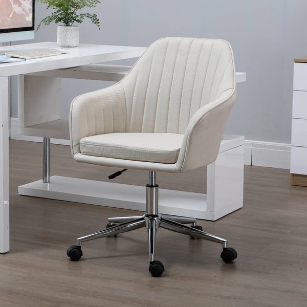 Kontorsstol - Skrivbordsstol - Ergonomisk - Höjdjusterbar - Snurrbar - Med armstöd - Med hjul - 61x59x86–96 cm - Beige