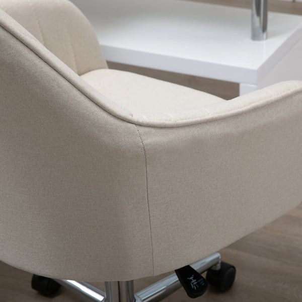 Kontorsstol - Skrivbordsstol - Ergonomisk - Höjdjusterbar - Snurrbar - Med armstöd - Med hjul - 61x59x86–96 cm - Beige