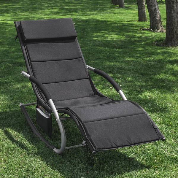Solstolshynde - OGS28-P02 - 170 x 50 cm - Til strandstol/solseng - Udendørs brug - Sort