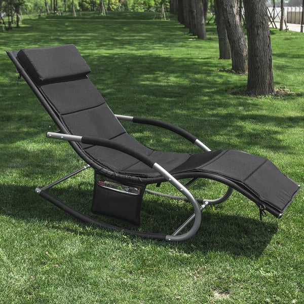 Solstolshynde - OGS28-P02 - 170 x 50 cm - Til strandstol/solseng - Udendørs brug - Sort