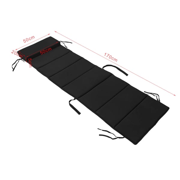 Solstolshynde - OGS28-P02 - 170 x 50 cm - Til strandstol/solseng - Udendørs brug - Sort