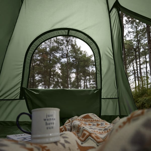 Campingtelt til 2 personer - OGS61-L-GR 4-i-1 køjeseng/dobbelttelt - Med bæretaske - Ca. 193×145×185 cm - Grøn