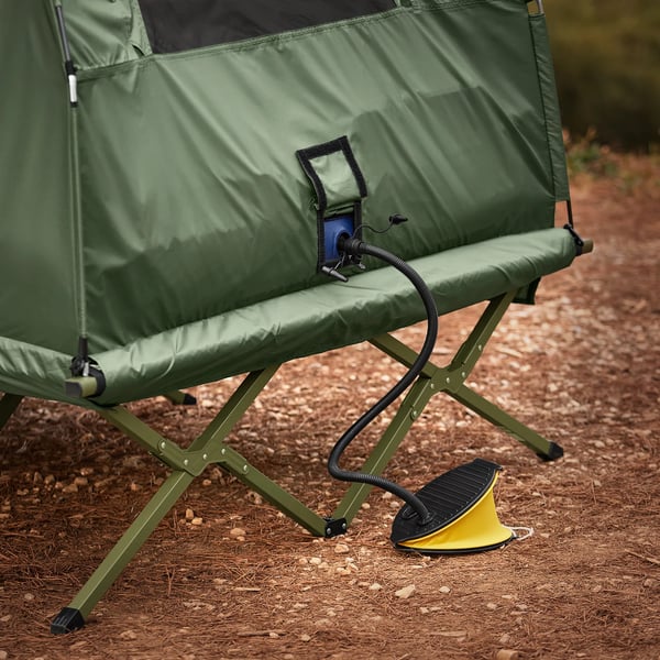 Campingtelt til 2 personer - OGS61-L-GR 4-i-1 køjeseng/dobbelttelt - Med bæretaske - Ca. 193×145×185 cm - Grøn