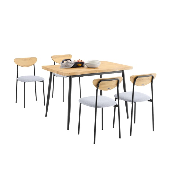 OGT52-N - Matgrupp/Barbordset - 5-delat set - Barbord med 4 stolar - Bekväma skumdynor - Mörk khaki