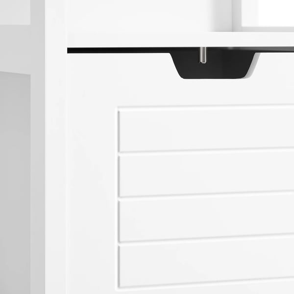 Kylpyhuoneen korkea kaappi - FRG126 - Kapea 30x144x30 cm - Vapaasti seisova hyllykaappi - Koottava - Valkoinen