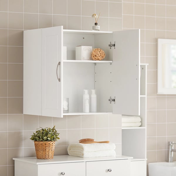 Vægskab - FRG231 - Justerbar hylde - 60×60×30 cm - Til badeværelse/køkken/stue - Montering kræves - Hvid