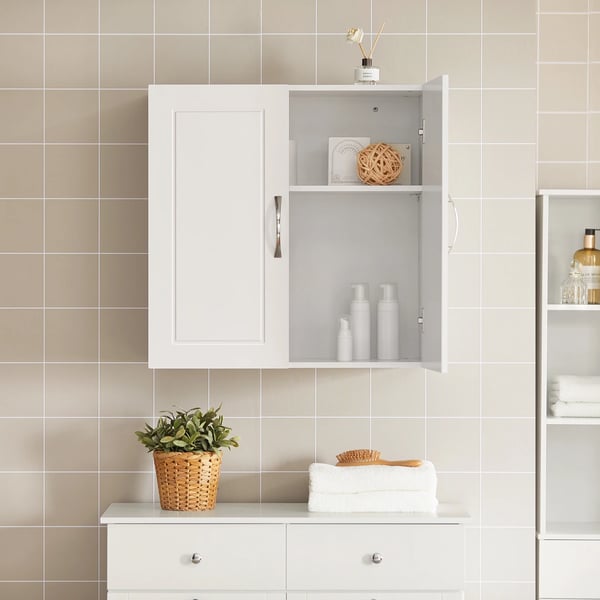 Vægskab - FRG231 - Justerbar hylde - 60×60×30 cm - Til badeværelse/køkken/stue - Montering kræves - Hvid
