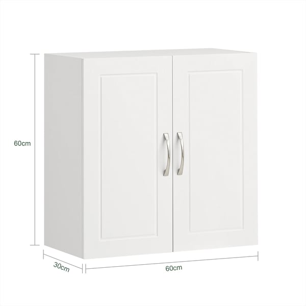 Vægskab - FRG231 - Justerbar hylde - 60×60×30 cm - Til badeværelse/køkken/stue - Montering kræves - Hvid