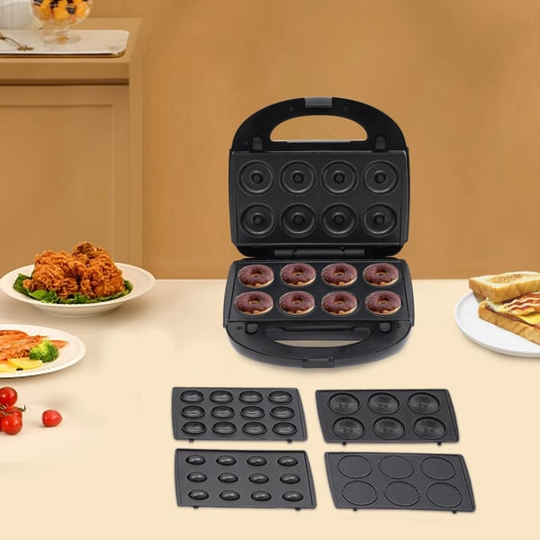 Multifunktionel sandwichmaker/toastjern - Køkkenapparat - 750 W - 8-i-1 - 8 forme - Sort