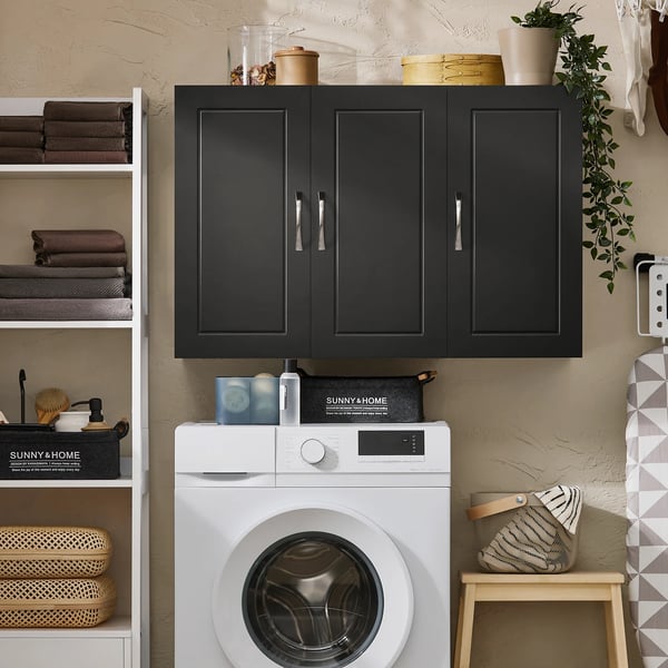 Vægmonteret badeværelsesskab - FRG231-L - Justerbar hylde - 90x60x30 cm - Montering kræves - Sort