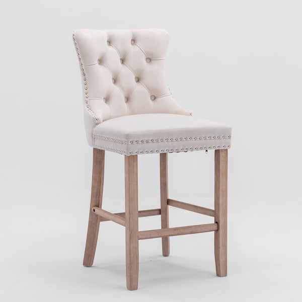 Barstole i velour - 2-pak barstole/barstol - Moderne stil - Til hjem & spisestue - Lysegrøn