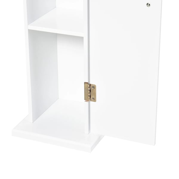 Badrumsskåp - Smalt fristående skåp - Öppning för toalettpapper - Hyllor - Modern stil - 19,5 x 19,5 x 65 cm - Vit