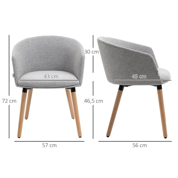 Fåtölj - Vardagsrumsstol - Modern design - Tygklädsel - Med armstöd - Montering krävs - 57x56x72 cm - Ljusgrå