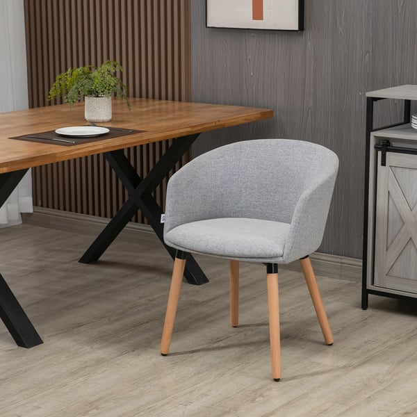Fåtölj - Vardagsrumsstol - Modern design - Tygklädsel - Med armstöd - Montering krävs - 57x56x72 cm - Ljusgrå