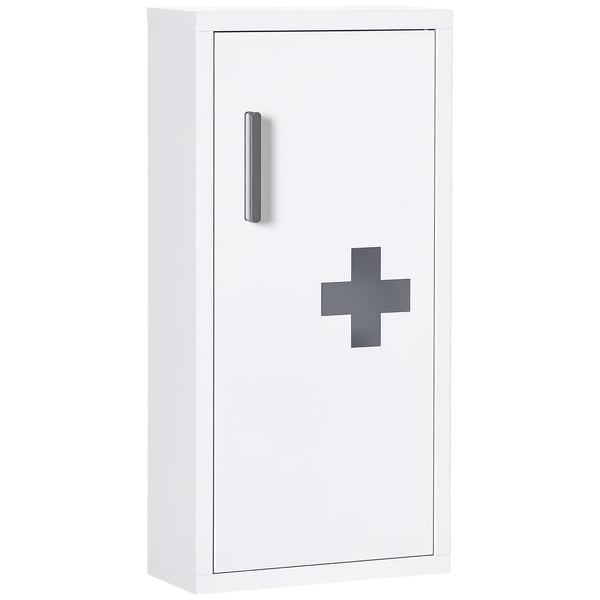 Medicinskåp - Väggmonterat stålskåp - 3 nivåer - Magnetdörr - 30x12x60 cm - Liten - Vit