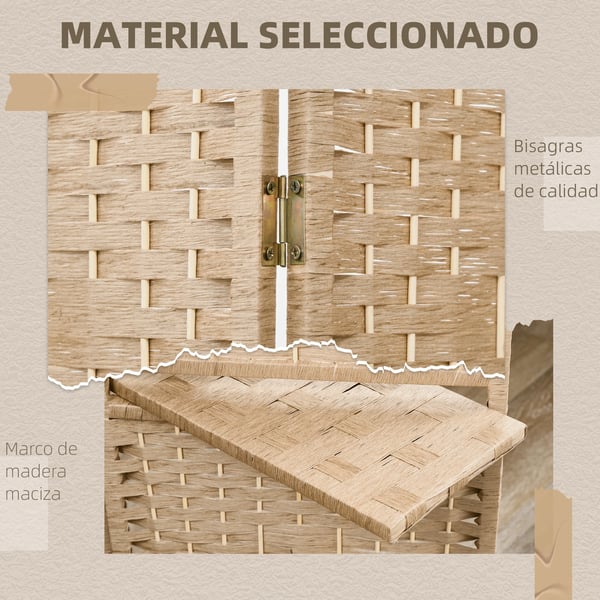 Rumsavdelare - Skärmvägg - 4 Paneler - 160×170 cm - 2 Hyllor - Hopfällbar - Papper - Brun