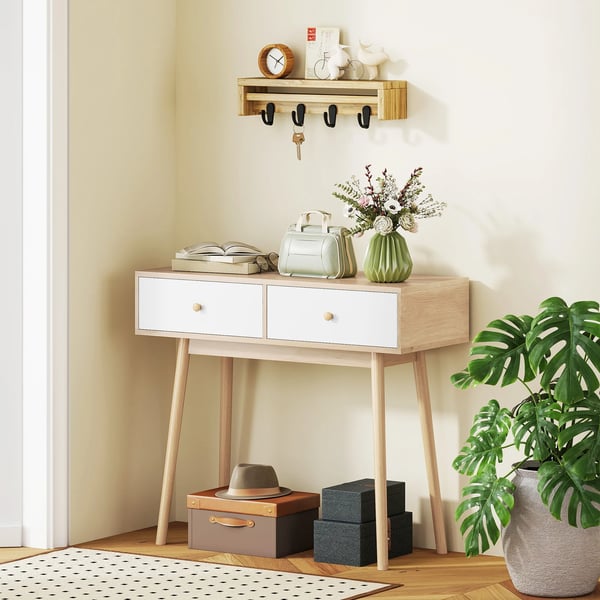Konsolbord - Minimalistisk Modern Design - Trä - Rektangulär - Med Lådor - 86x35x75 cm - Brun