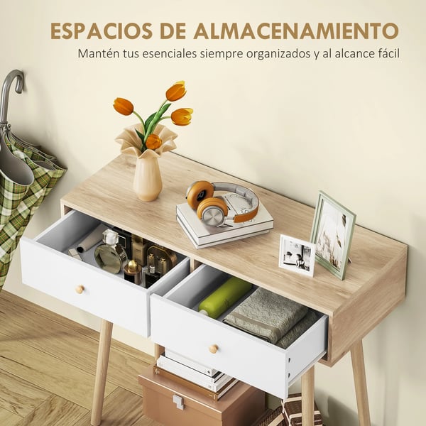 Konsolbord - Minimalistisk Modern Design - Trä - Rektangulär - Med Lådor - 86x35x75 cm - Brun