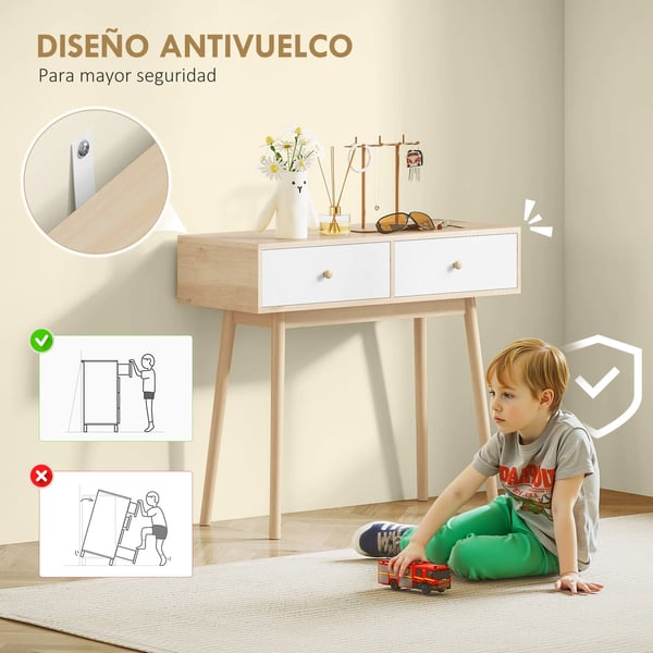 Konsolbord - Minimalistisk Modern Design - Trä - Rektangulär - Med Lådor - 86x35x75 cm - Brun