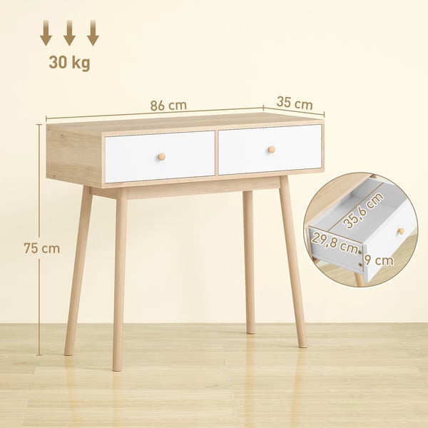 Konsolbord - Minimalistisk Modern Design - Trä - Rektangulär - Med Lådor - 86x35x75 cm - Brun