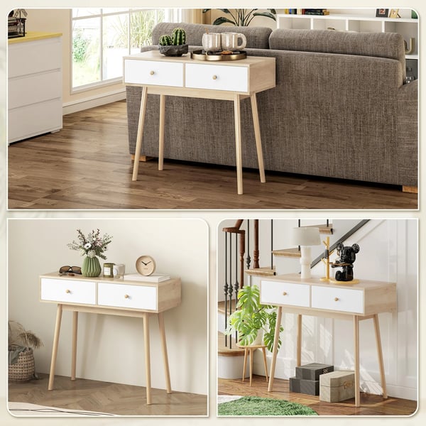 Konsolbord - Minimalistisk Modern Design - Trä - Rektangulär - Med Lådor - 86x35x75 cm - Brun