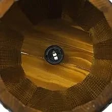 Vintage vintønde pendel i træ - Ledningspendel - E27 - 220 V - En lyskilde - Uden pære