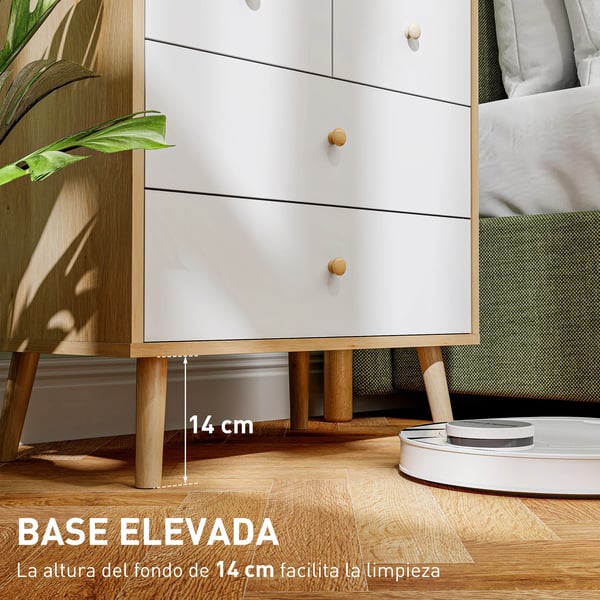 Byrå - 4 Lådor - Minimalistisk Modern Design - Trä - Höjd 65 cm - Montering Krävs - Natur