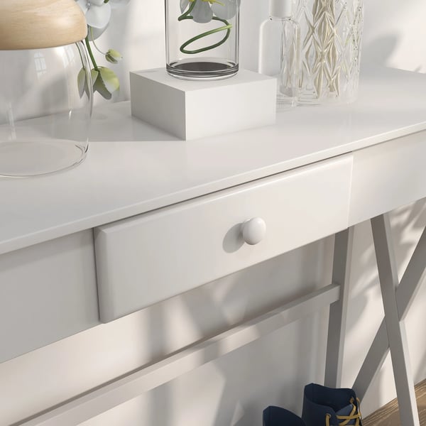 Konsolbord - Hallbord - 1 Låda - 1 Hylla - Trä - 100×30×81 cm - Rektangulärt - Modern Minimalistisk Stil - Vit
