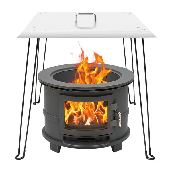 Bålsted - Varmeskjold & Låg - 61×61×61 cm - Firkantet - Sammenklappelig - Rustfrit Stål - Bærehåndtag - Sølv