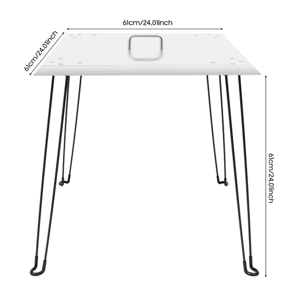 Bålsted - Varmeskjold & Låg - 61×61×61 cm - Firkantet - Sammenklappelig - Rustfrit Stål - Bærehåndtag - Sølv