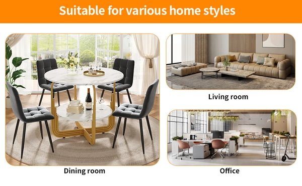 Spisebord til 4 - Rundt køkkenbord - Ø 80 cm, Højde 76 cm - Til små rum - Moderne marokkansk stil - Samling kræves - Hvid