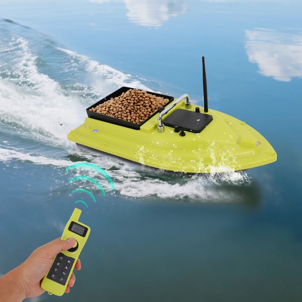 D36B Agnbåd - Fjernstyret bait boat - 500 m rækkevidde - EU-stik - Til floder & søer - Lysegrøn