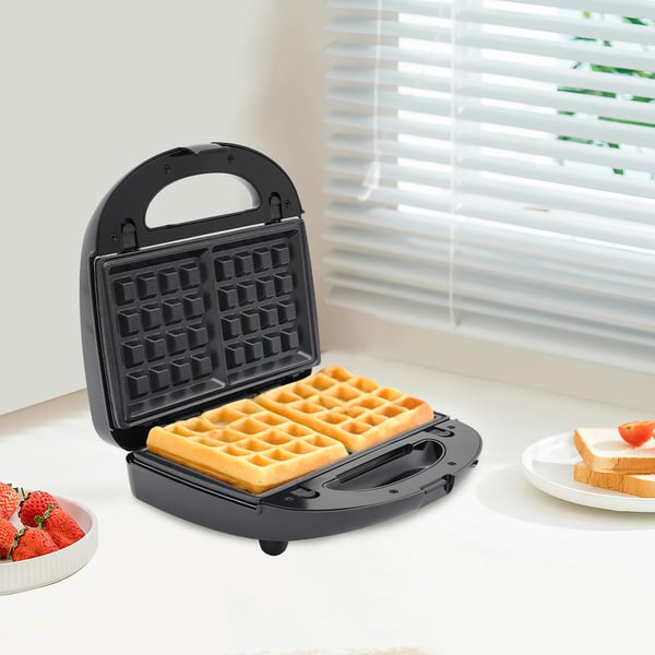 Multifunktionel morgenmadsmaskine - 8‑i‑1 Toastmaskine, Vaffeljern, Donutmaskine - 8 Forme - 750 W - EU‑stik - Sort