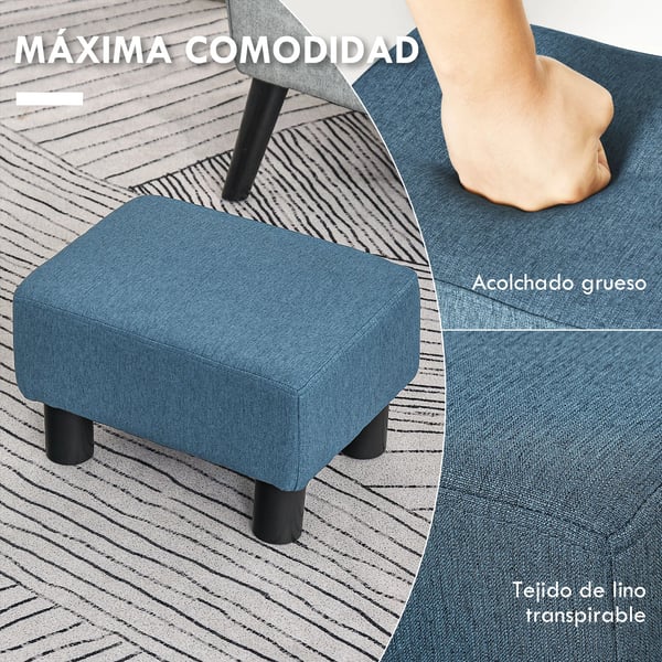Fotpall & sittpuff - Låg ottoman - Tyg, vadderad sits, träram, 40×30×24 cm, enkel montering, modern stil - Mörkblå