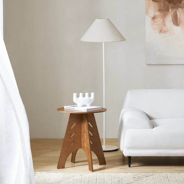 Sofabord - Rundt sidebord - Tapsamlinger - H55 x Ø46,5 cm - Brun