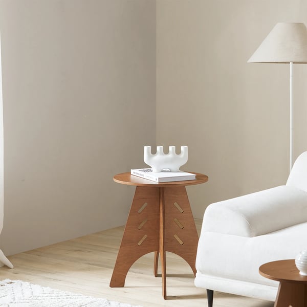 Sofabord - Rundt sidebord - Tapsamlinger - H55 x Ø46,5 cm - Brun