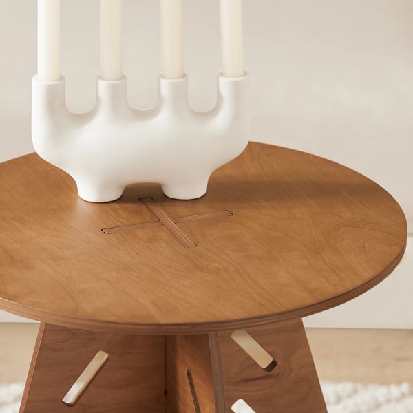 Sofabord - Rundt sidebord - Tapsamlinger - H55 x Ø46,5 cm - Brun