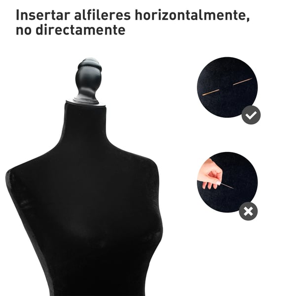 Provdocka Skräddarbyst - Överkroppsmannekäng Dam - Justerbar Höjd 130–168 cm - Skumkropp - Trästativ - Svart