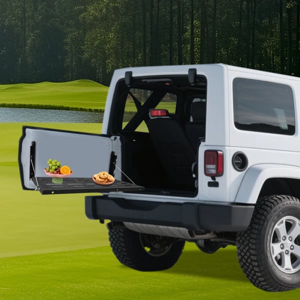 Bagklapsbord - Sammenklappeligt til Wrangler JK 2007–2017 2/4-dørs og Unlimited 4-dørs - Rustfrit stål - L-form - Max 34 kg - Sort